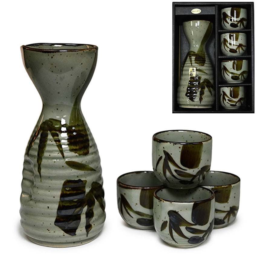 Japanese Green Bamboo Sake 5-Piece Set 1:4