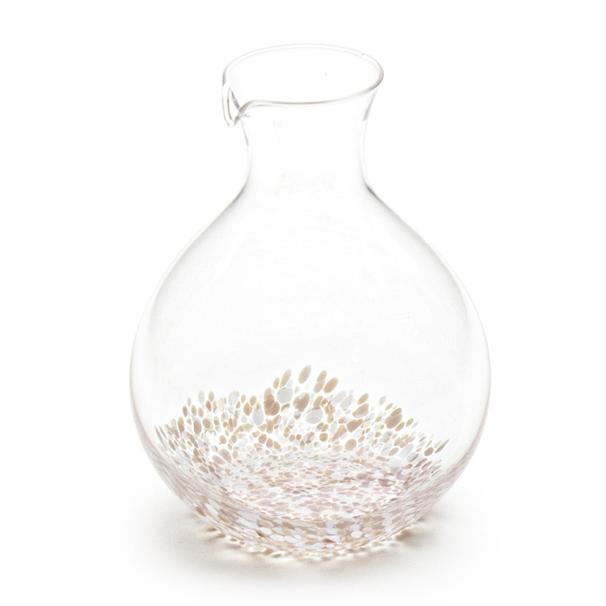 Glass Sake Bottle Brown Dots - 3.5"D x 5"H / 12.7cm