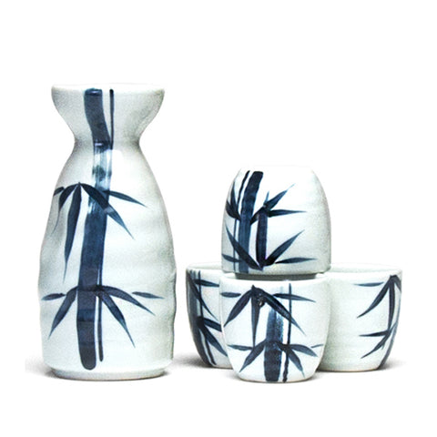 Japanese Blue Bamboo Sake 5-Piece Set 1:4