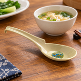 062-M beige and green patterned melamine soup spoon in table service