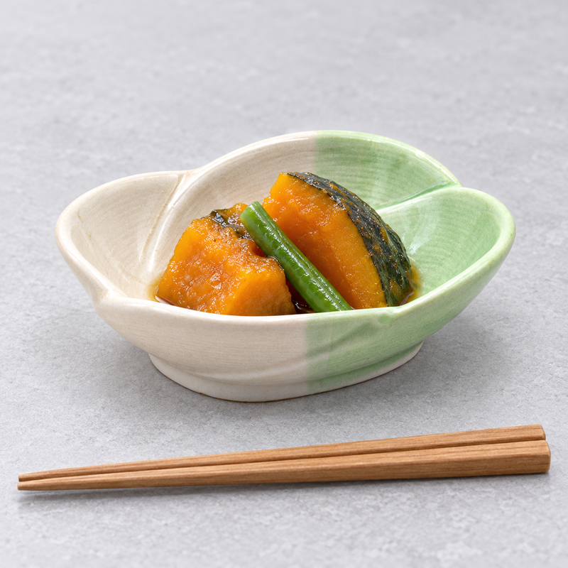 3½″ × 3″ Beige & Green Ceramic Small Bowl — Made in Japan