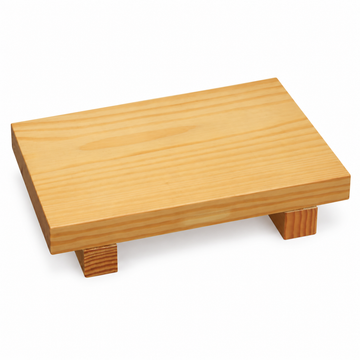 Higher view of 104027-C wooden sushi geta and its two supports