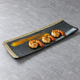 11-1/2"x4-3/8" Melamine Rectangular Plate, Brush Painting. Serving suggestion.