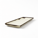 RECT. PLATE Cream with Brown rim — existing oblique view