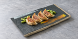 14 x7-1/2" Melamine Rectangular Plate, Brush Painting. Serving suggestion.