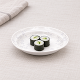 One white Sakura plate from the 15057 ten-piece set with three cucumber maki