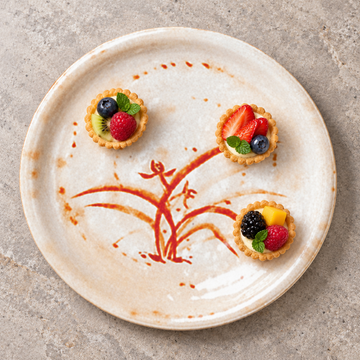 1710GD Gold Orchid melamine plate with three petite tarts