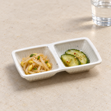 236325: 5.63" x 3.13" Rectangular Melamine Twin Saucer, White. food-service context