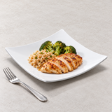 10" Melamine Square Flare Plate, White. Serving suggestion.
