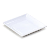 Melamine Square Flare Plate 4-1/2", White. Angled product view.