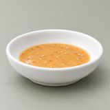 3-1/4" Round Sauce Plate, White Ceramic. Serving suggestion.
