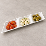 3-Compartment Plate 13-7/8", White. Serving suggestion.