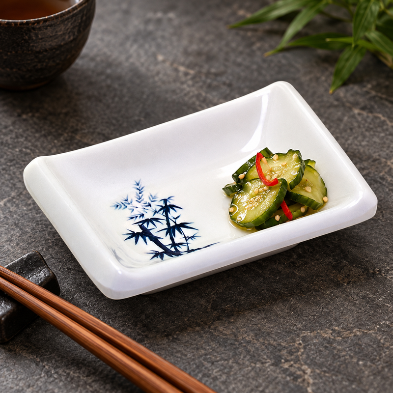 310-BZ blue bamboo melamine sauce dish in restaurant service