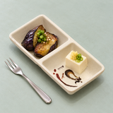 333-E: Melamine Rectangular Twin Sauce Dish 5.75"x2.75", Eggplant. food-service context
