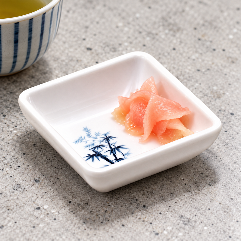 334-BZ blue bamboo melamine sauce dish in restaurant service