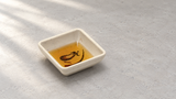 Melamine Square Sauce Dish 3", Eggplant. Serving suggestion.