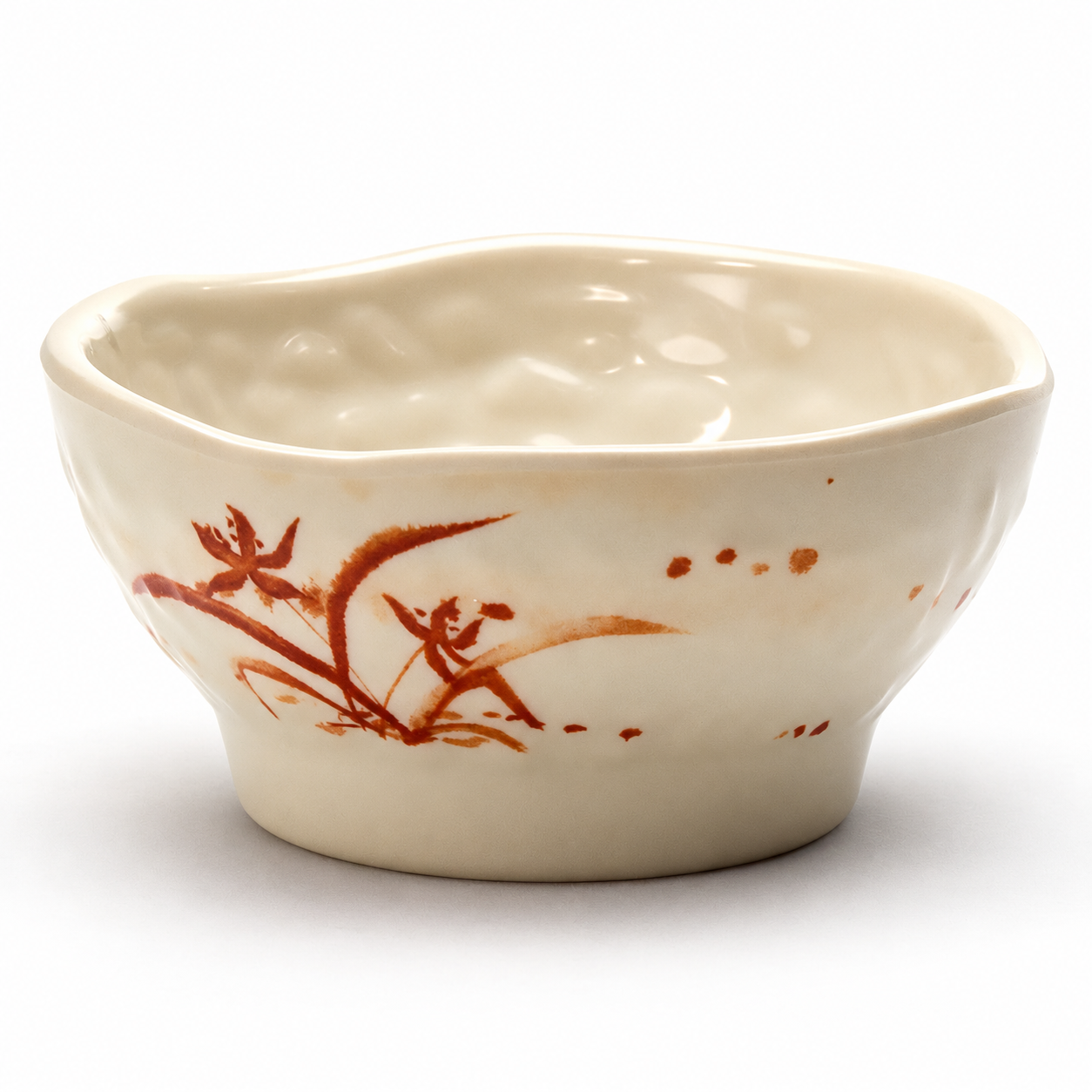 4-1/4" Melamine Round Wave Rice Bowl, Gold Orchid, Product view