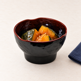 4-1/4" Melamine Round Wave Rice Bowl, Tenmoku, Styled view