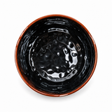 4-1/4" Melamine Round Wave Rice Bowl, Tenmoku, Overhead view