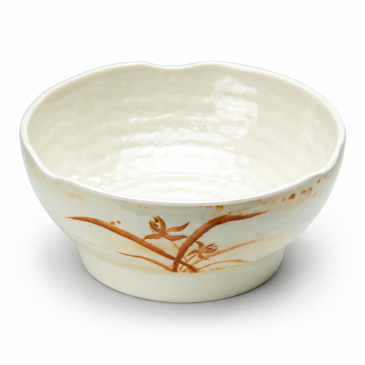 6-1/2" Melamine Round Soup Bowl, Gold Orchid, Gold Orchid angled bowl product view