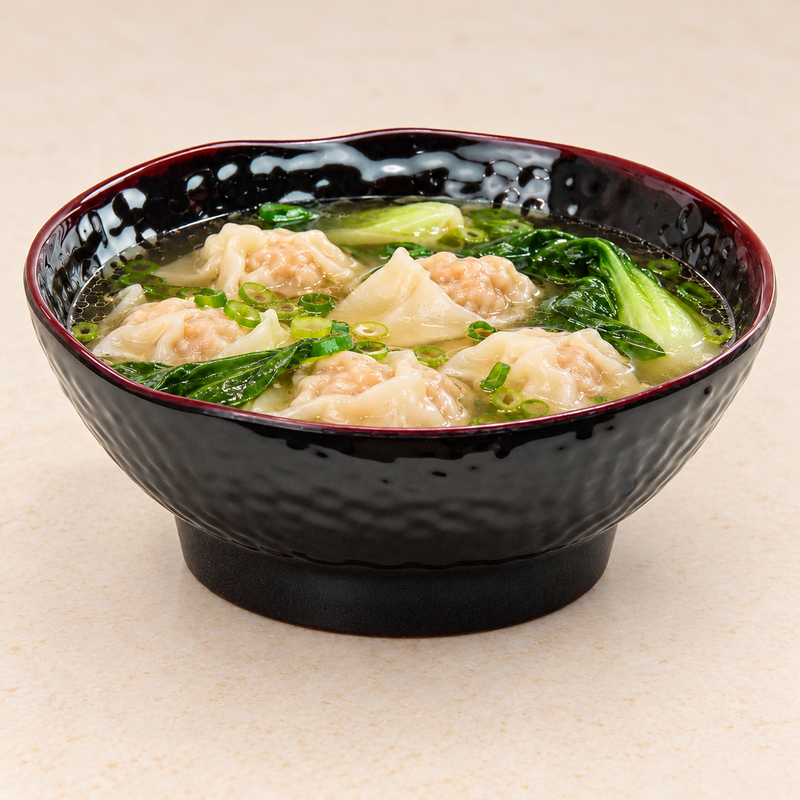 8″ Black & Brown Tenmoku Melamine Wave-Rim Noodle Bowl