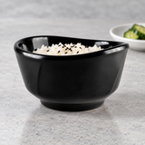 4-1/2" Melamine Wave Rim Rice Bowl 11oz, Black, Sesame rice serving