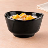 4-1/2" Melamine Wave Rim Rice Bowl 11oz, Black, Mango and coconut dessert