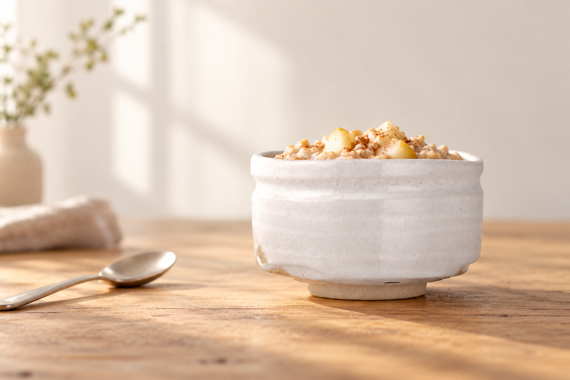 20 oz White Ceramic Matcha Bowl — 5″ Diameter — Another way to see its scale