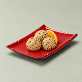 Melamine Rectangular Plate 6-5/8"x4-1/2", Black/Red. Alternative serving suggestion.