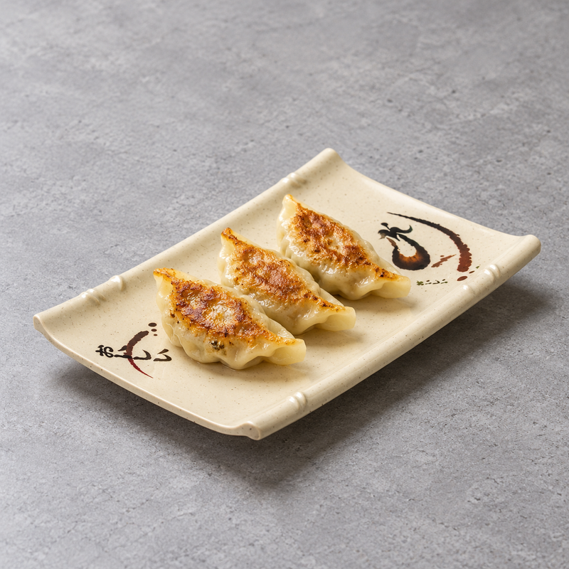 Dumplings arranged on the 507-E Eggplant-pattern rectangular plate