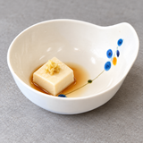 4⅜″ White Rain Flower Melamine Sauce Bowl — 1¾″ High, Serving example