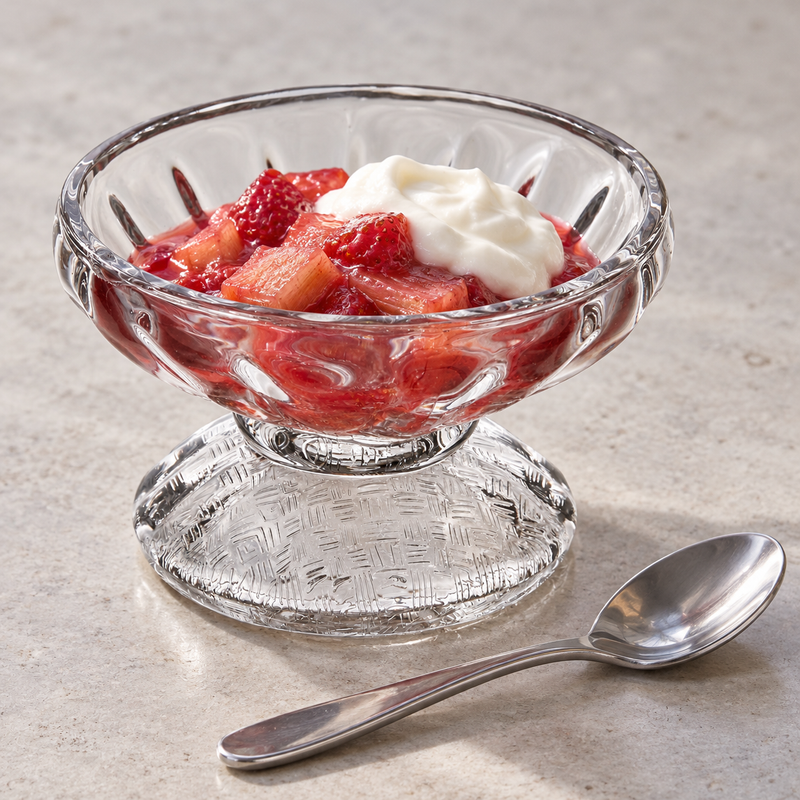 5103 clear glass dessert cup serving strawberries and cream