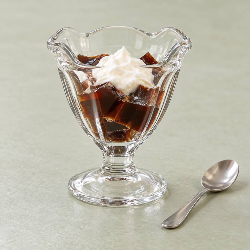 575GU clear footed cup serving coffee jelly and cream