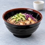 Melamine Donburi Bowl 6-3/4", Tenmoku, Styled view