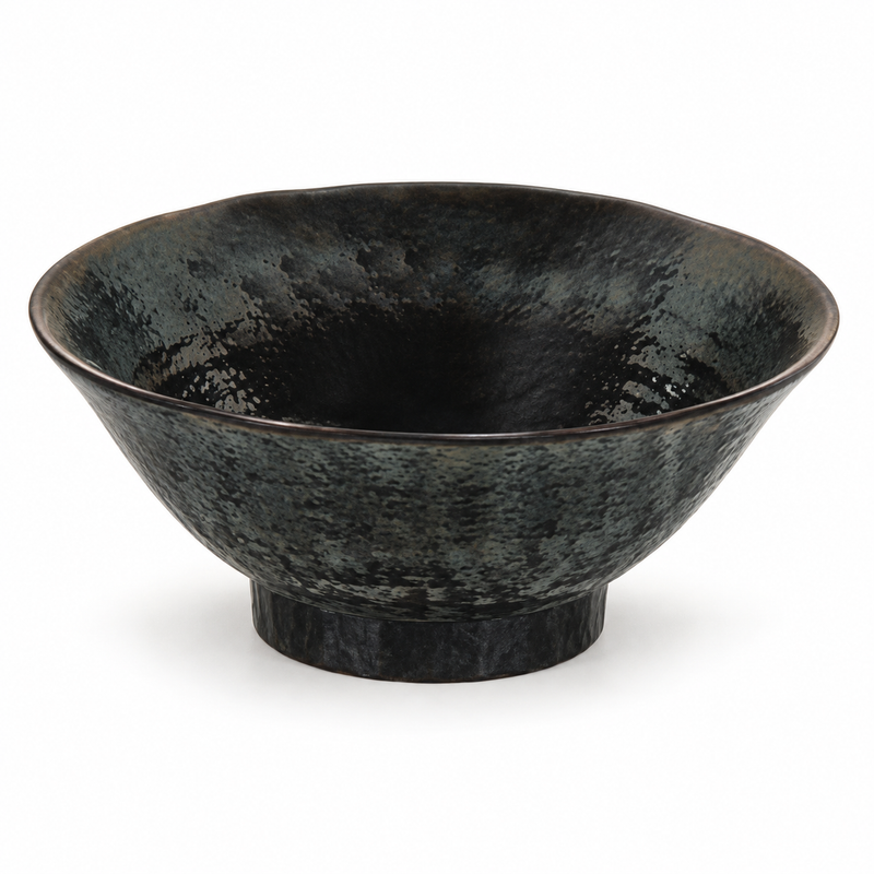 7½″ Black & Brown Tenmoku Melamine Noodle Bowl — 32 oz