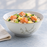 7-3/4" Melamine Ramen Bowl, White Plum, Styled view