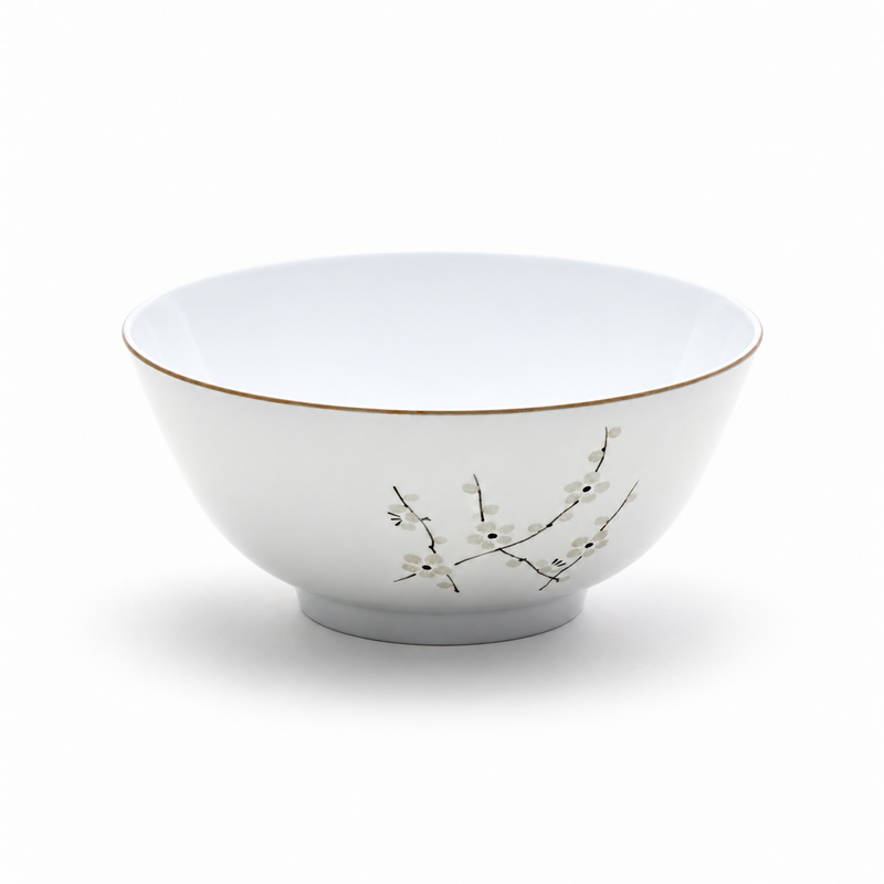 White Plum Melamine Noodle Bowl — 7¾ in