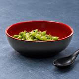 Melamine Round Bowl 4-3/4", Black/Red, Styled view