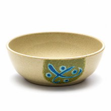 4¾″ Beige & Green Melamine Side Bowl — 1⅝″ High, Angled green motif bowl