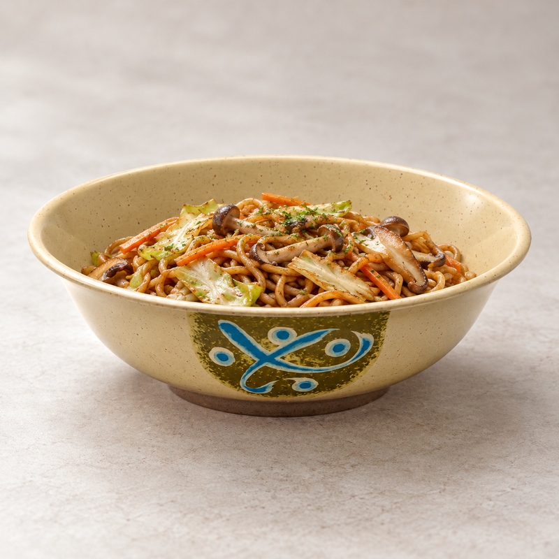 Noodles with mushrooms and vegetables served in a 610-M melamine bowl