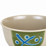 Melamine Round Udon Bowl 7", Green, Beige rim and green panel transition