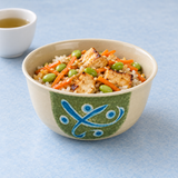 Melamine Round Udon Bowl 7", Green, Tofu and edamame rice setting