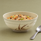 7½″ Beige Autumn Grass Melamine Udon Bowl — 3¼″ High, Styled view