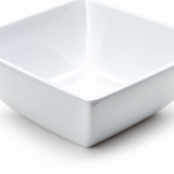 5-1/2" Melamine Square Bowl 2-1/4"Deep, White, Corner and thin rim view