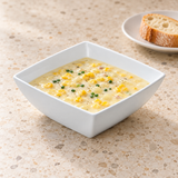 5-1/2" Melamine Square Bowl 2-1/4"Deep, White, Corn chowder serving
