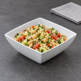 5-1/2" Melamine Square Bowl 2-1/4"Deep, White, Couscous and chickpea salad
