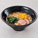 7.75" D x 3.75" H Porcelain Noodle Bowl, Black (YUZUKUROTENMOKU), Serving example