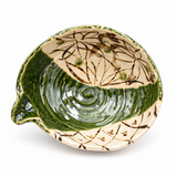 Japanese Large Bowl - 9.75"L x 8"W x 3.75"H, Interior brushwork and glaze