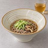9" D x 4.25" H Porcelain Noodle Bowl, Ramen Bowl, Ivory, Styled view