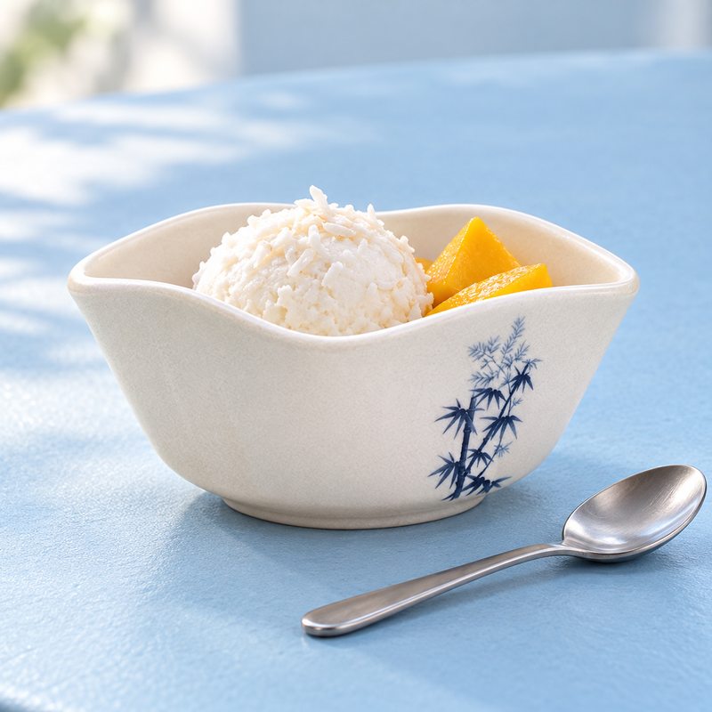 Blue Bamboo Melamine Square Side Bowl — 3½ in